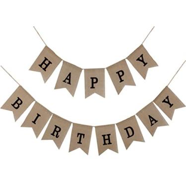 Imagem de Shimmer Anna Shine Faixa de feliz aniversário de serapilheira para decorações de festa de aniversário (impressão preta)