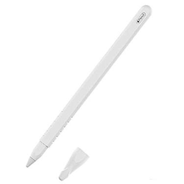 Imagem de Capa de silicone OneCut para Apple Pencil de 2ª Geração Acessórios de Capa de Bolso para iPad, Bolsa de Aderência Macia com Suporte de Carregamento e Coberturas Protetoras de Pontas, Branco