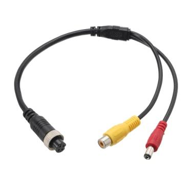 Imagem de PATIKIL Cabo adaptador fêmea de aviação de 4 pinos para RCA fêmea 11 polegadas/28 cm conector de aviação de 4 pinos para cabo conector macho DC para câmera de carro, monitor de vídeo