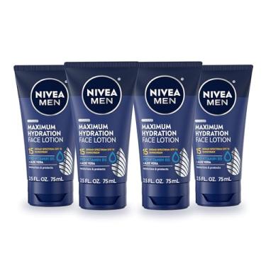 Imagem de NIVEA MEN Maximum Hydration Face Lotion, Face Lotion with Broad Spectrum SPF 15 Sunscreen for Men, 4 Pack of 2.5 Fl Oz Tubes