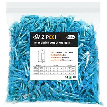 Imagem de ZIPCCI 1000 Peças Conectores de Extremidade Termorretráteis Azuis 16-14 Awg, Conectores Elétricos de Emenda Isolada de Grau Marinho, Terminais de Conectores de Fio À Prova D'Água para Crimpagem Maríti