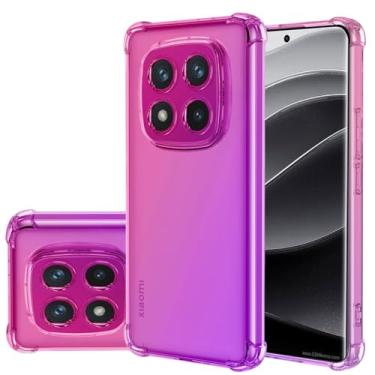 Imagem de Gufuwo Capa para Xiaomi Redmi Note 14 Pro Plus 5G linda capa para meninas e mulheres, capa protetora de TPU macio antiarranhões gradiente à prova de choque para Xiaomi Redmi Note 14 Pro + 5G rosa/roxo
