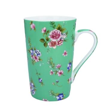 Imagem de YUESITE Caneca de café de 368 g Bone China alta para mulheres caneca de café floral xícaras de chá xícaras de café presente para mulheres mães amigas
