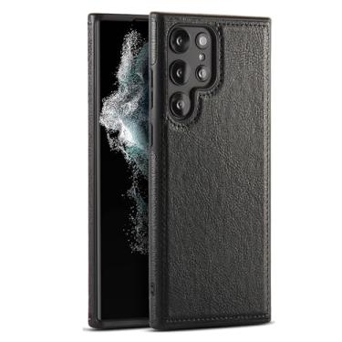 Imagem de WGHY Capa para Samsung Galaxy S24/S24plus/S24 Ultra, capa traseira de couro PU com proteção de câmera antiarranhões à prova de choque TPU interior capa fina slim fit, preta, S24 Ultra 17.3 cm