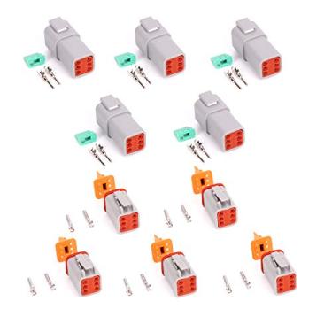 Imagem de Conector de arame elétrico CNKF 5 Conjuntos DT 6 Way selado cinza macho/fêmea à prova d'água 22-16AWG DT04-6P DT06-6S (6P, cinza)
