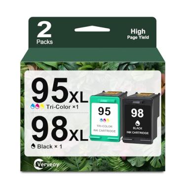 Imagem de Pacote combo de cartuchos de tinta 98/95 compatível com HP Ink 95 98 Substituição para HP PhotoSmart C4180 C4580 C4150 2575 8050 D5060 D5100 Officejet 7310 6310 H470 Deskjet 5940 (Tri-Black,