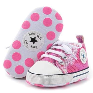 Imagem de KIDSUN Tênis unissex para bebês meninos e meninas, cano alto, sola antiderrapante macia e antiderrapante, B02 - lantejoulas rosa, 3-6 Meses