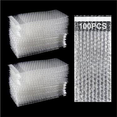 Imagem de Tellyouwin Pacote com 100 Bolsas de Bolhas Autovedantes, 4 X 7,68", Bolsas de Bolhas Pequenas, Bolsas de Bolhas, Bolsas de Embalagem com Amortecimento para Embalagem, Mudança, Envio e Armazenamento