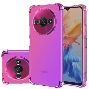 Imagem de Gufuwo Capa para Redmi A3, Capa Poco C61/Redmi A3X Capa fofa para meninas e mulheres, capa protetora de TPU macio antiarranhões gradiente à prova de choque para Xiaomi Redmi A3 rosa/roxo