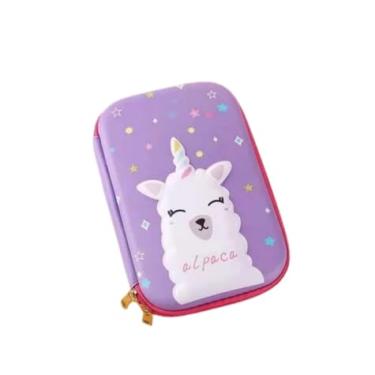 Imagem de Estojo De Lápis Infantil Com Desenho De Unicórnio Futebol Menino Menina 3D Escolar Multiuso (Unicórnio Roxo)