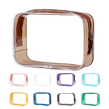 Imagem de Bolsa de higiene pessoal aprovada pela TSA - Sacos de viagem transparentes para artigos de higiene pessoal, maquiagem e cosméticos - masculino e feminino pequeno, Café, Clássico