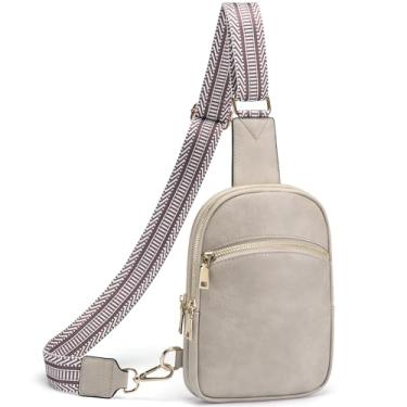 Imagem de Yarnic Bolsa tiracolo pequena para mulheres, bolsas transversais antifurto, pochete RFID, bolsas transversais de viagem, bolsa de peito de couro sintético vegano, Cinza nebuloso, Clássico