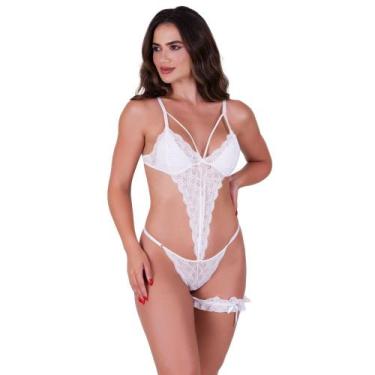 Imagem de Conjunto de Lingerie Sutiã sem Bojo com Strappy e Renda Body com Perne