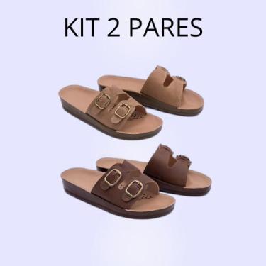 Imagem de Kit 2 Pares Sandalia Feminina Ortopédica Confortavel Esporão Terapia d