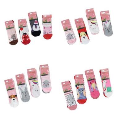 Imagem de Kit com 12 Pares de Meias Cano Longo Infantil Feminina - PENIEL MEIAS