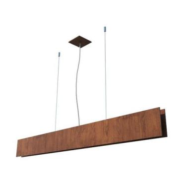 Imagem de Lustre Pendente Retangular LED 24w 2700k 135cm Madeira - FOXLustres, I