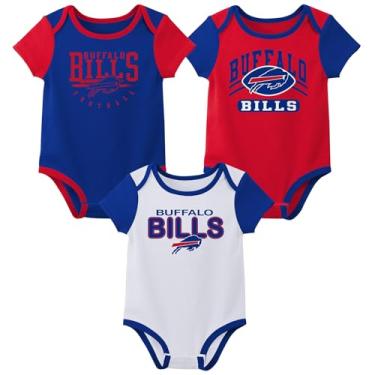 Imagem de Outerstuff Body de manga curta NFL recém-nascido para bebês e bebês sortidos, pacote com 3 - Buffalo Bills, 3-6M