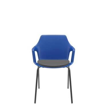 Imagem de Cadeira Vesper Assento Almofadado 4 Pés Estrutura Preta com Braços Fix