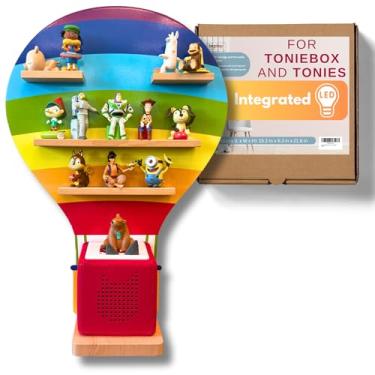 Imagem de BigStep Grande prateleira magnética de LED compatível com Toniebox, bonecos Tonies, personagens Tonies e outros acessórios Tonies - Use como prateleira de parede ou suporte independente - Faixa de LED