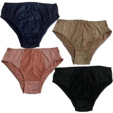 Imagem de Kit 4 Calcinha Lingerie Feminina Calçola Conforto Com Renda Senhora Ta