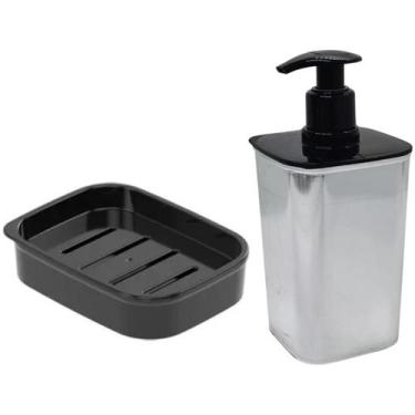 Imagem de Porta Sabonete Líquido e Saboneteira em Barra Banheiro Plastico Pia - 