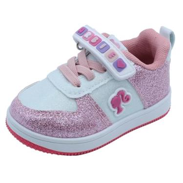 Imagem de Barbie Tênis infantil com glitter para meninas, Rosa e branco. Barbie, 17