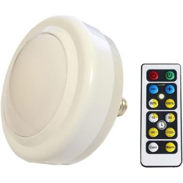 Imagem de Lâmpada operada por bateria com controle remoto para lâmpada sem fio, bateria E26/E27 sem fio regulável LED luz de disco operada por bateria, para luminária pendente de arandela, 1 pacote