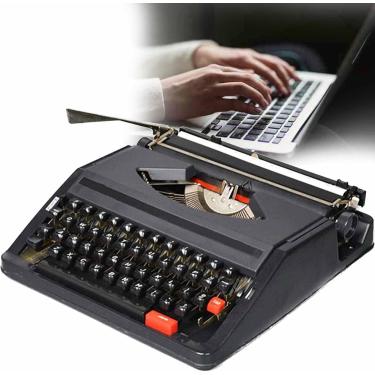 Imagem de Máquina de escrever vintage para fluxo nostálgico, máquina de escrever manual retrô antiquada, máquina de escrever portátil tradicional, preta