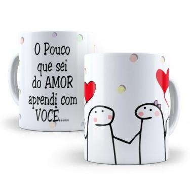 Imagem de Caneca de Cerâmica Branca 325ml Flork Namorados - Mecolour