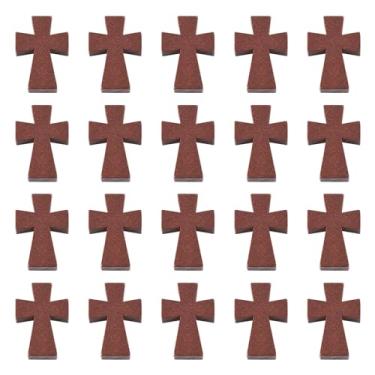 Imagem de Spritewelry 100 berloques de cruz de madeira pequena de madeira natural religião cruz encantos sela marrom mini crucifixo pingentes para lembrancinhas de festa, rosário de Páscoa, brincos, joias,
