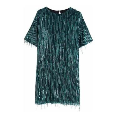 Imagem de N0104-Vestido Festa Paetê Lantejoula Franja Soltinho Réveillon C2 - Xu