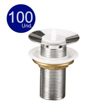 Imagem de Kit 100 Unidades Válvula Ralo Click Para Banheiro Lavatório 7/8 Metal 