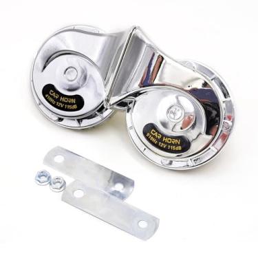 Imagem de 2pcs Tom Duplo Snails Horn 12V Horns Elétricos de Caracol Usados ​​para Carros de Motocicletas e Pequenos Iates (Prata)