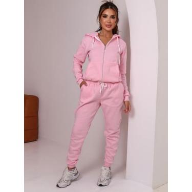 Imagem de Conjunto BLUSA E CALÇA moletom feminino  - Gisele Freitas, Rosa, G