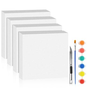 Imagem de LuckyFoam Pacote com 4 folhas brancas de espuma de 30 x 30 x 5 cm, retângulos de poliestireno de 5 cm de espessura, placa de espuma XPS para isolamento de materiais de arte de modelagem DIY