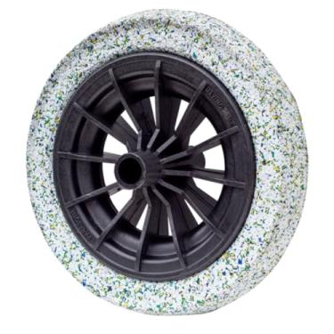 Imagem de Roda 8'' Pneu Maciço Paraboni Aro Plástico para Carrinho de Mão Ideal para Obras Transporte Jardinagem