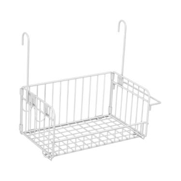 Imagem de Ｂｅｓｇａ Cesta de parede suspensa sobre o organizador rústico da cesta do armário multifuncional para a despensa de trailer da sala de estar em uma grade, Branco