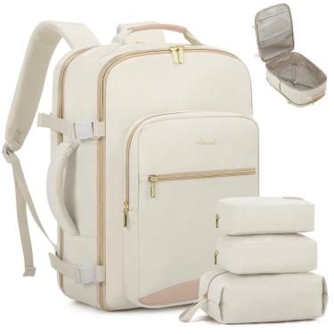 Imagem de Mochila de viagem LOVEVOOK 40L com 3 cubos de embalagem Beige-Flesh