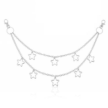 Imagem de Oruola Corrente para jeans, correntes de jeans, correntes de calças, corrente de calça estrela, corrente de jeans em camadas para mulheres, homens, acessórios de roupas, correntes de cinto punk retrô