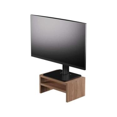 Imagem de Base Suporte para Monitor Apoio de Mesa Madeira Freijó - Mercado das P