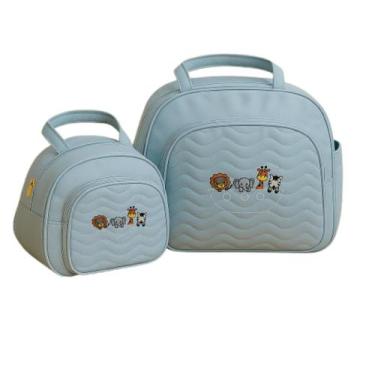 Imagem de Kit 2 Bolsas para Saida Maternidade Bordadas Menino e Menina Arca de N