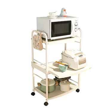 Imagem de YGCBL Carrinhos de mão portáteis multifuncionais, carrinho de serviço de carrinho, tipo puxador, armazenamento, prateleira de cozinha de metal multifuncional móvel de 3 níveis, rolamento de 4 níveis