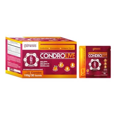 Imagem de Condrolive Sachês 5g Suplemento Alimentar de Colágeno Tipo 2, condroitina e glucosamina 30 sachês