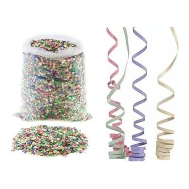 Imagem de Kit folia carnaval 7 sacos confete+ 5 pacotes serpentina - Lynx Produç