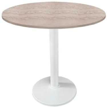 Imagem de Mesa Zeta Ferro Branco 75 cm (Alt) Disco Redondo Tampo MDP Redondo 80 