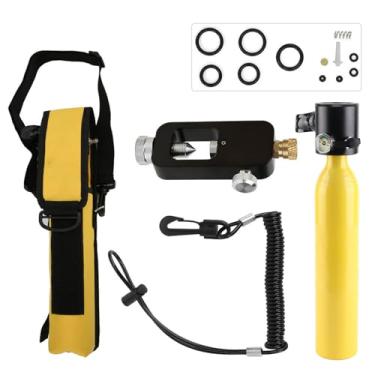 Imagem de Cilindro de oxigênio de emergência subaquática portátil para mergulho rebreather conjunto de equipamentos de mergulho de armazenamento de gás de alta pressão para mergulhadores, liga de alumínio, aço