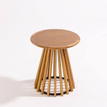 Imagem de Mesa Lateral Redonda 50cm X 50cm X 55cm Dover Verniz Mel