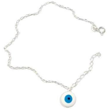 Imagem de Pulseira De Prata Elo Oval Pingente De Olho Grego Lateral