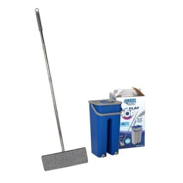 Imagem de Mop Flat Com Balde Duplo 5 Litros Cores Sortidas Clean Tech