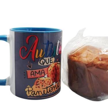 Imagem de Caneca Canetone Azul Autista Que Ama Panetone Mini Panetone - Coleção 